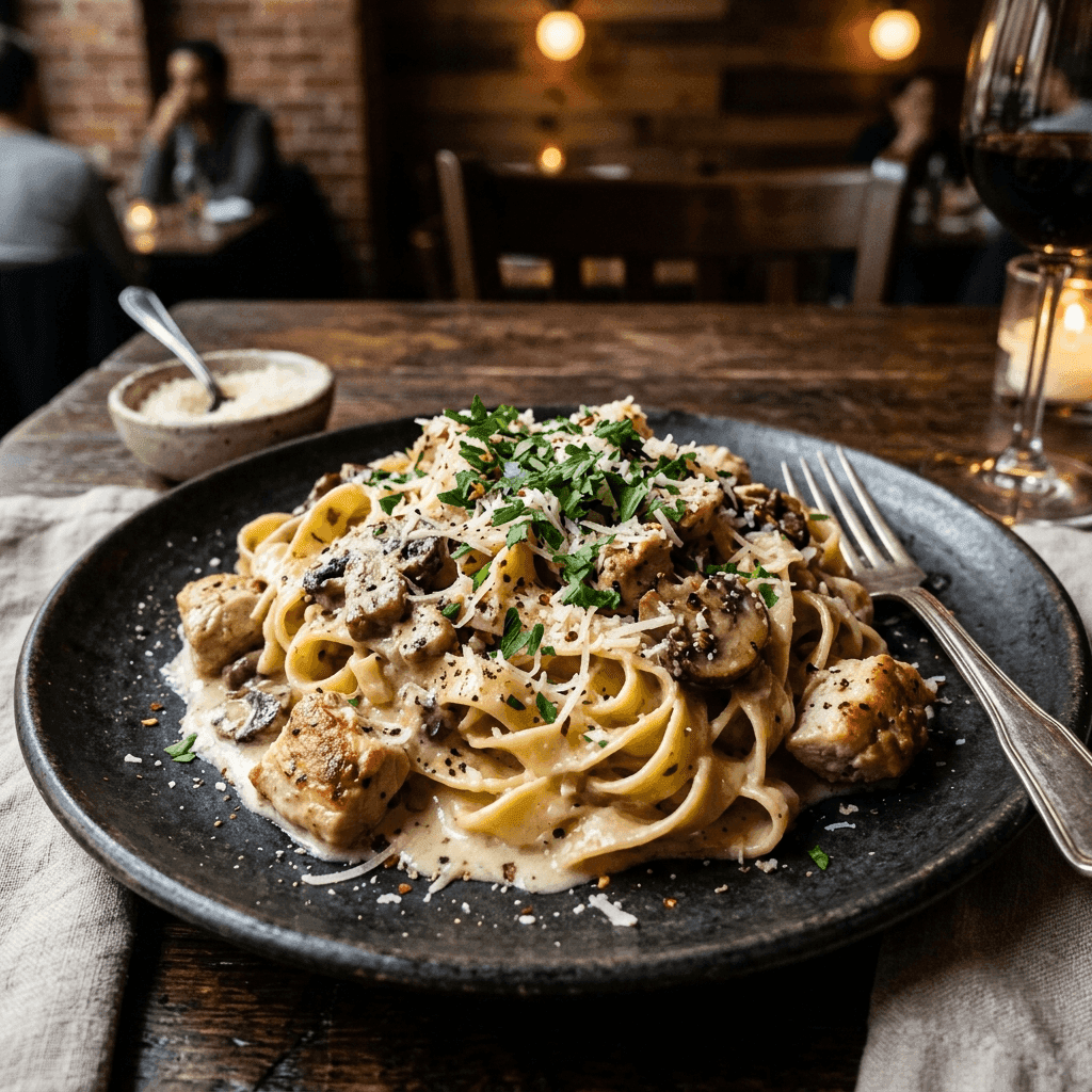 Wyśmienita pasta z kurczakiem i grzybami